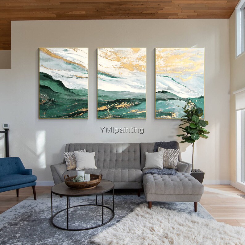 Mountain Wall Art/abstract Painting Set/3 Piece Wall - Etsy
