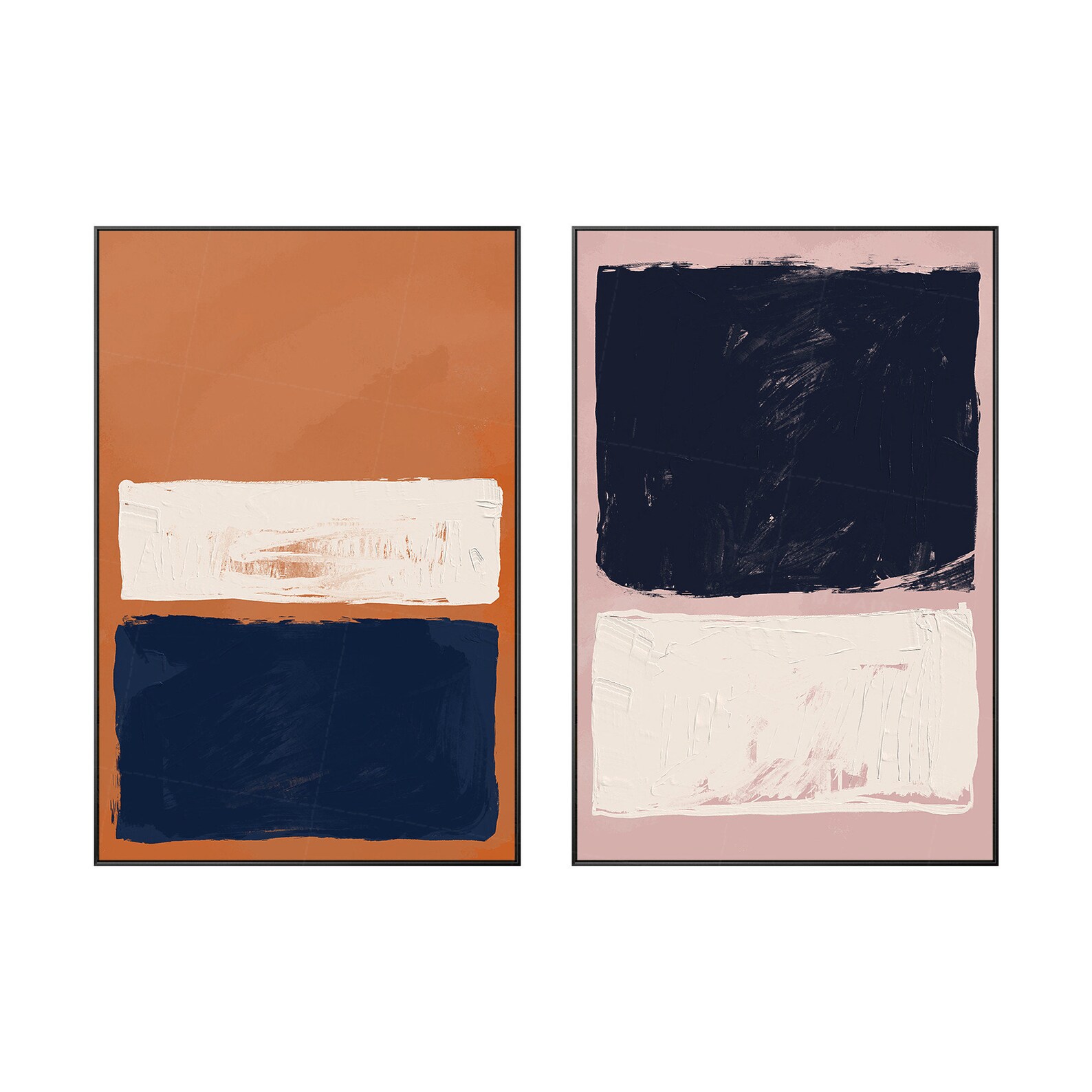 Set of 2 wall art Navy blue 2 piece wall art painting wall Etsy