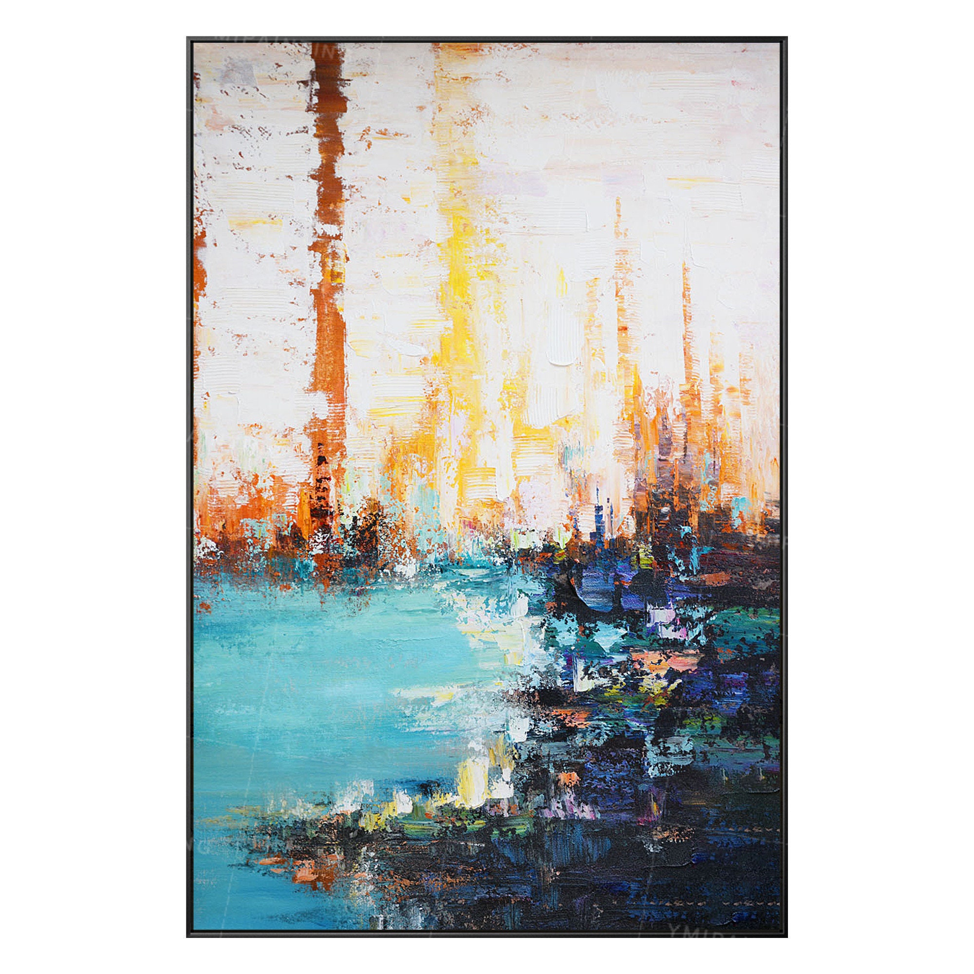 Abstract painting Teal blue Painting acrylic original seascape Etsy