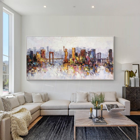 New York Skyline Oil Paintings on Canvas Original Heavy | Etsy