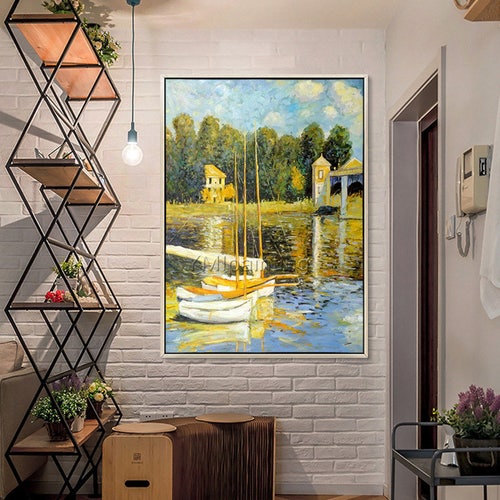 Claude Monet Canvas Oil painting On Canvas sailing Boat Lake painting Wall Pictures Dining Room decor shops original canvas art cuadros abstractos