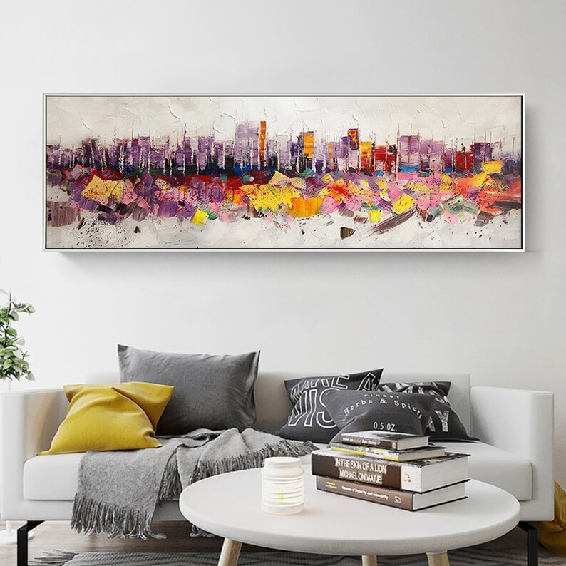 Original Impasto New York Skyline Oil Painting on Canvas,city Wall Art ...