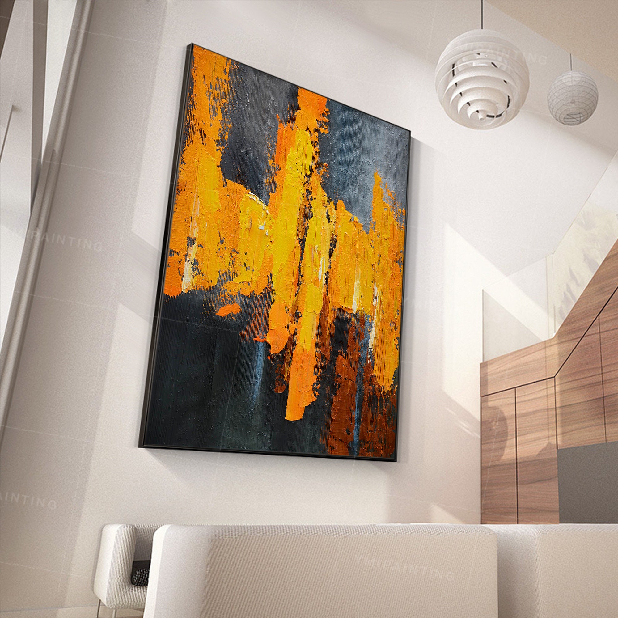Abstract Painting Orange Yellow Painting Acrylic Paintings on Etsy