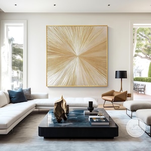 Large Gold Abstract Textured Wall Art: Modern Luxury