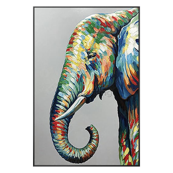 art.work Wandbild 40x40cm Elefant Leinwand Leinwanddruck GERAHMT Kunstdruck 