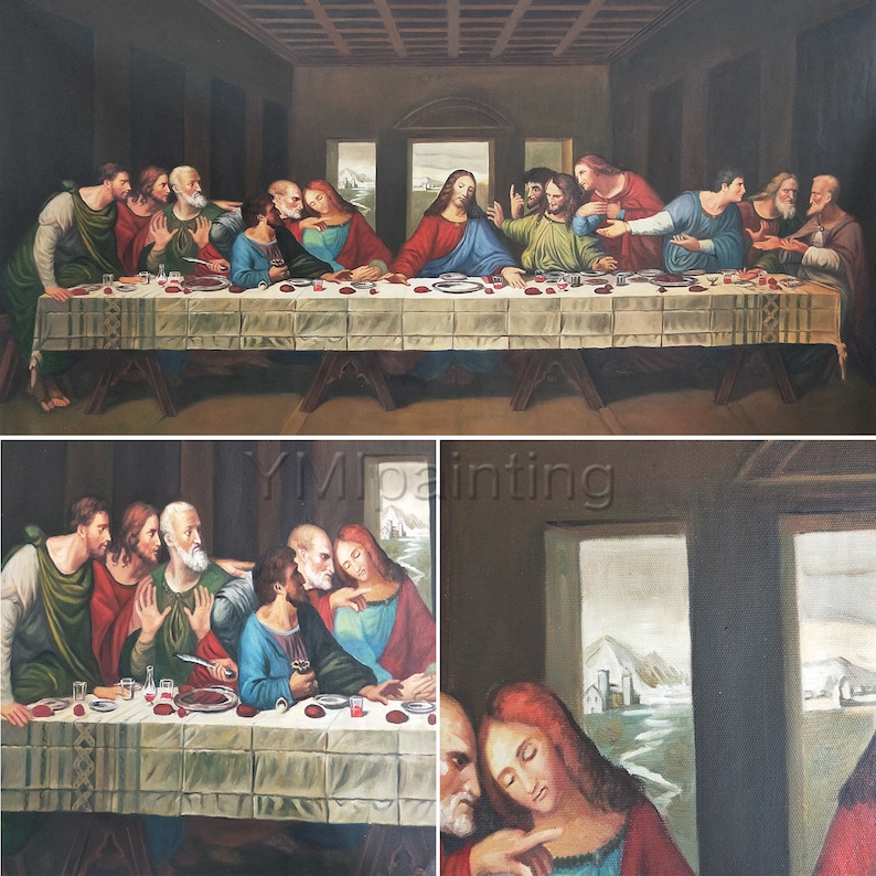Framed Wall Art Catholic Painting Last Supper Jesus Christ Oil Etsy
