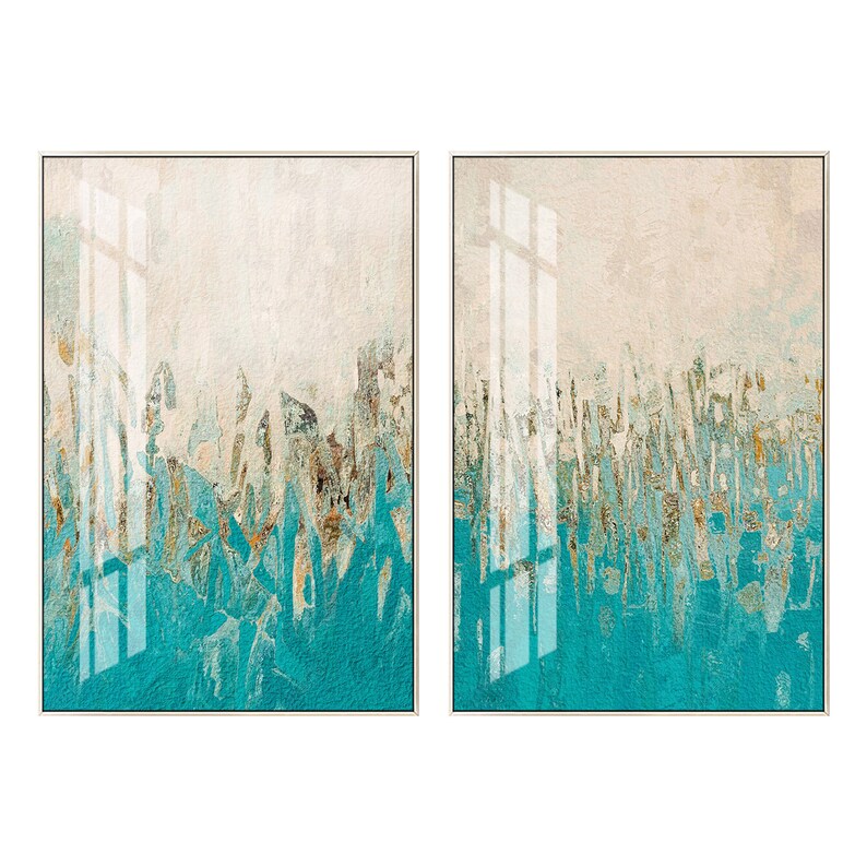 Set of 2 Wall Art Gold Art Framed Painting 2 Piece Wall Art Etsy