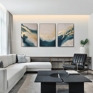 3 Piece Wall Art Framed Gold Leaf Extra Large Wall Art - Etsy UK