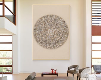3D-väggkonst med ostronskal, beige kustdekor, wabi sabi-väggkonst, jordnära väggkonst, bohemisk väggkonst
