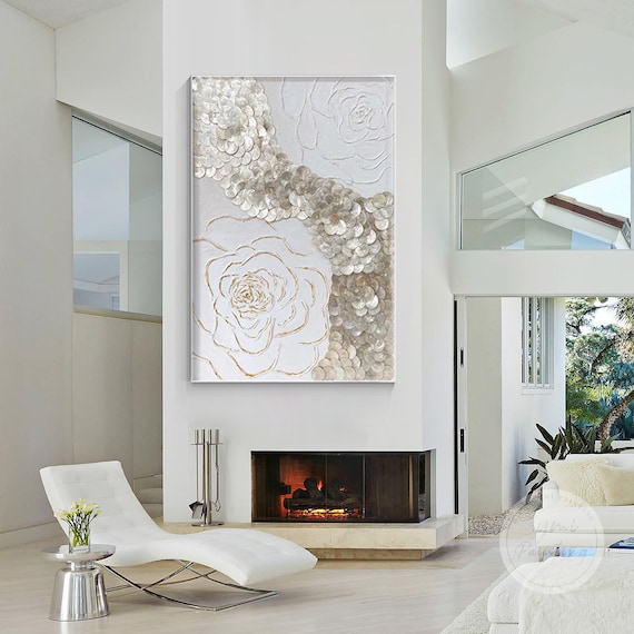3D Capiz Shell Flower Wall Art: Large Modern Floral Decor - Etsy