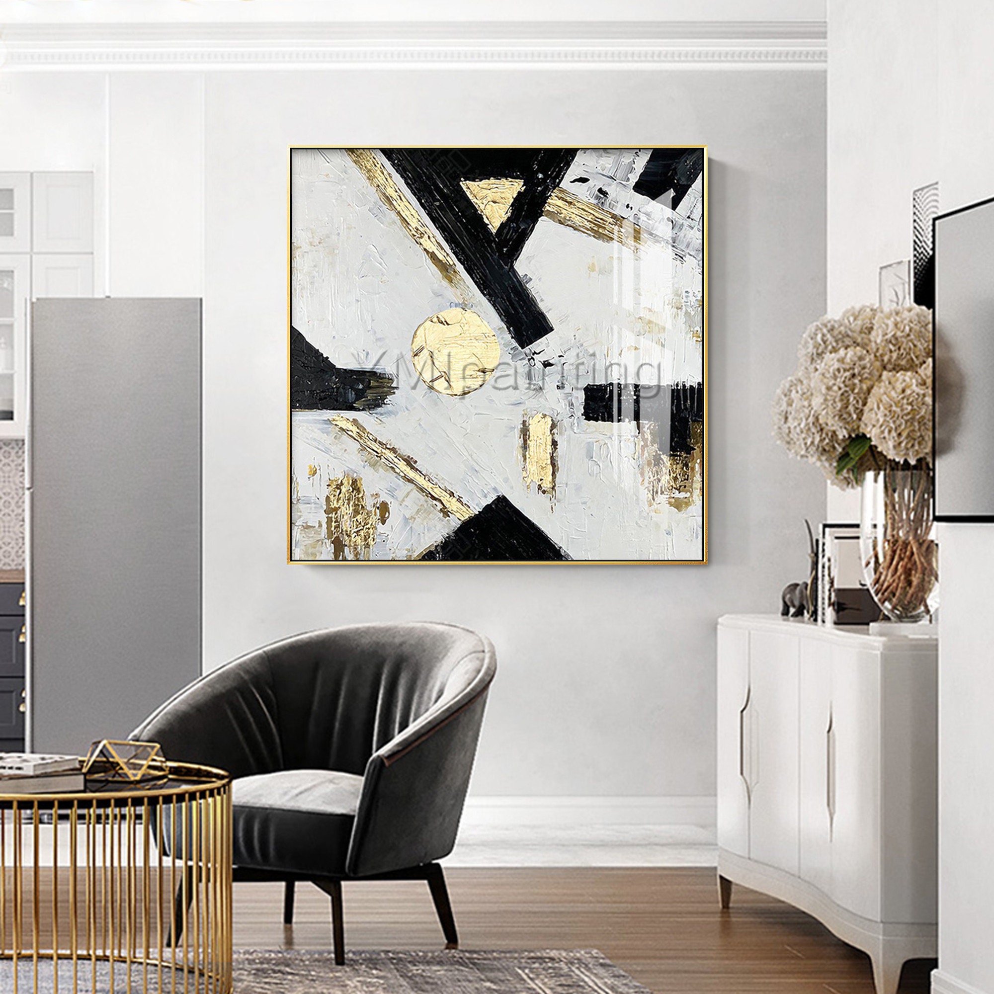 Gold Art Modern Abstract Acrylic Paintings on Canvas Art Heavy Etsy