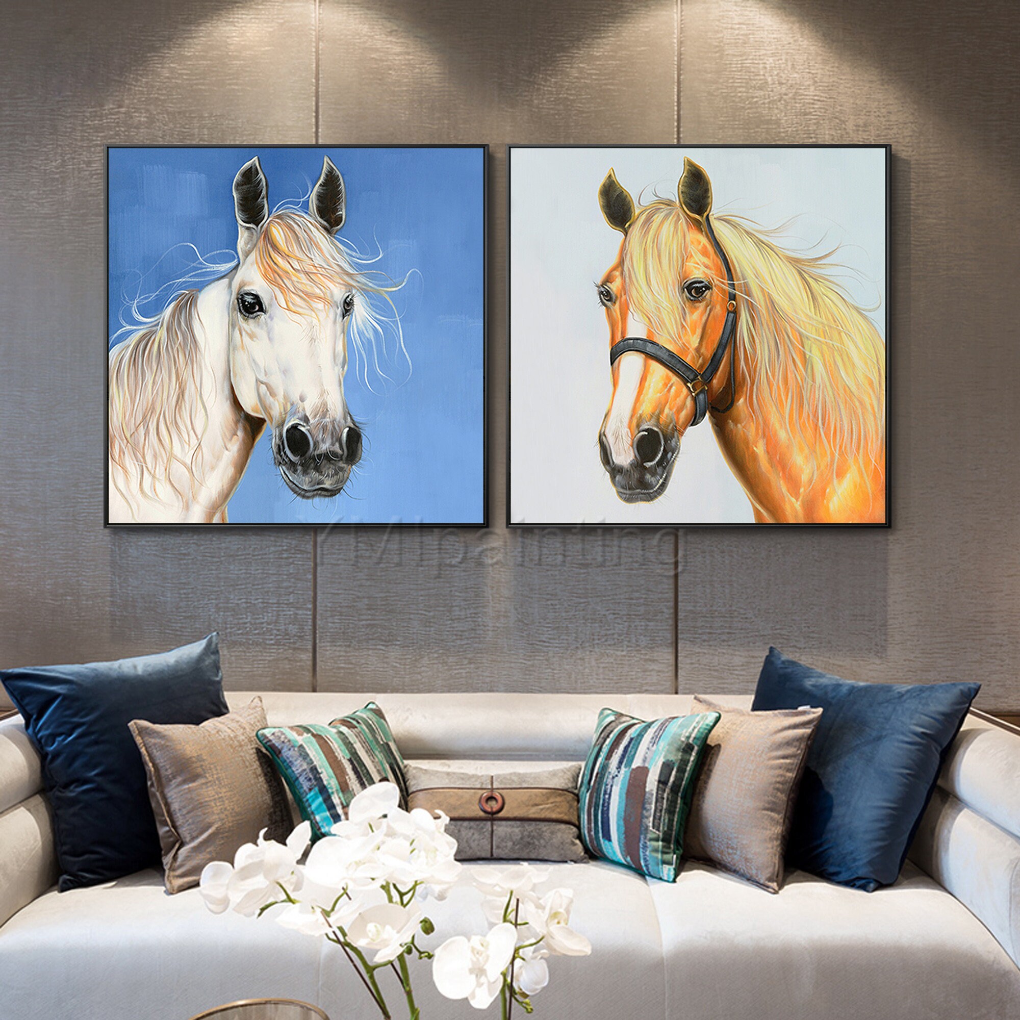 Framed Wall Art Original Horse Art Paintings on Canvas Acrylic Etsy