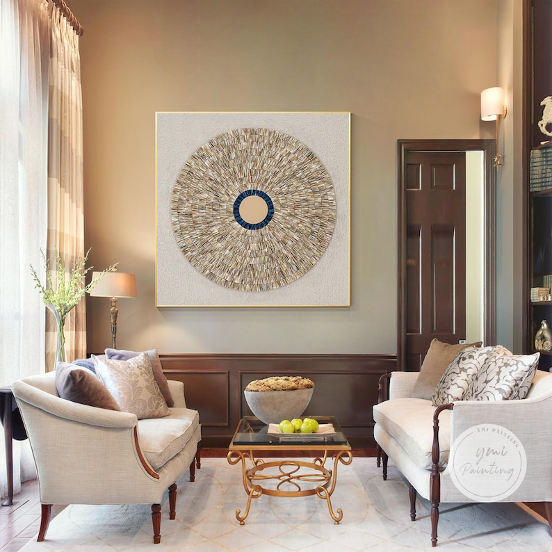 Sea shell painting featuring vibrant colors and textured details, capturing the essence of coastal beauty.