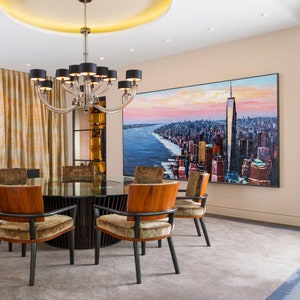 Original Manhattan Skyline Oil Painting: Textured NYC Skyscraper Art