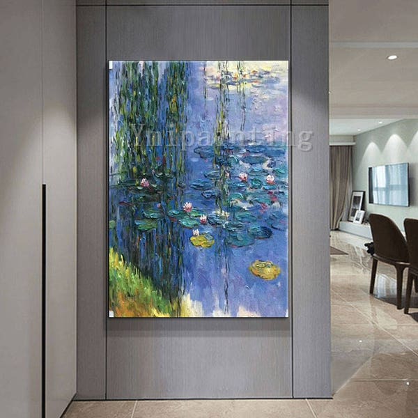 Claude Monet water lilies Oil painting on canvas texture wall Pictures for Living room hallway locus art caudros decoracion framed painting