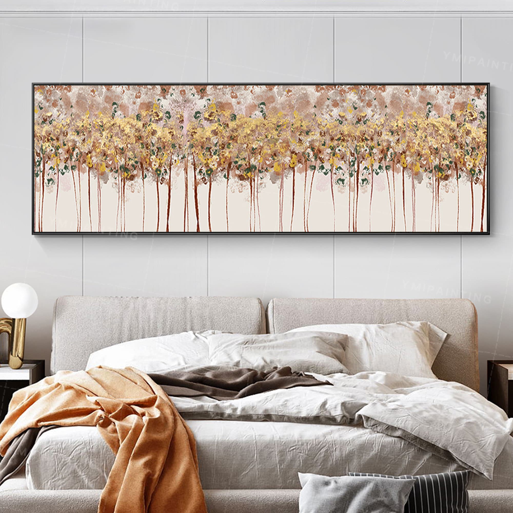 Framed wall art Gold art and blue art acrylic painting wall | Etsy