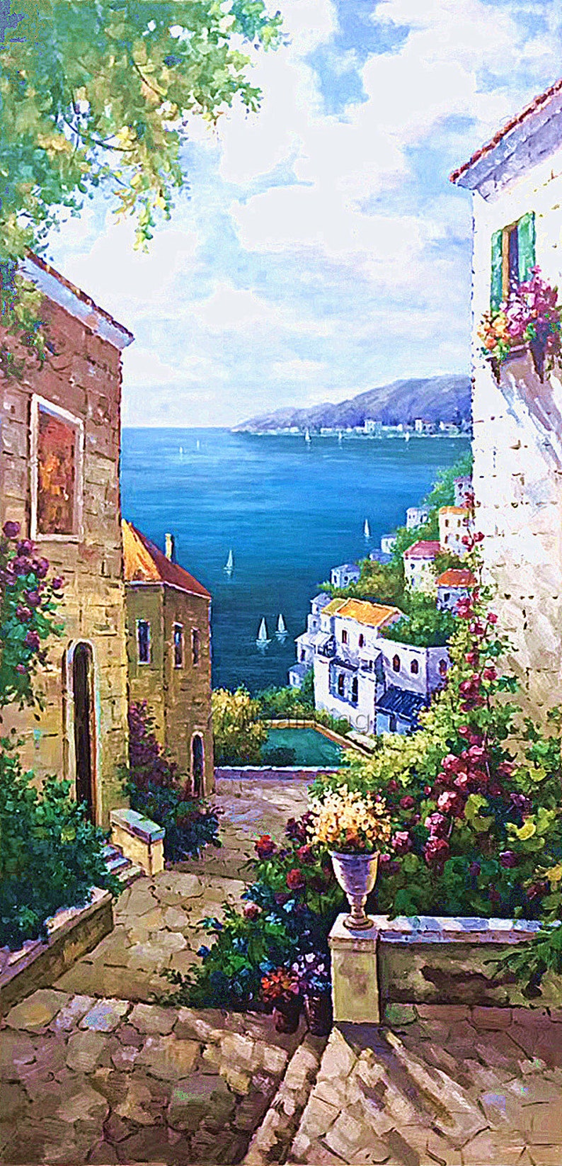 Original Oil Painting Mediterranean landscape painting Venice Etsy