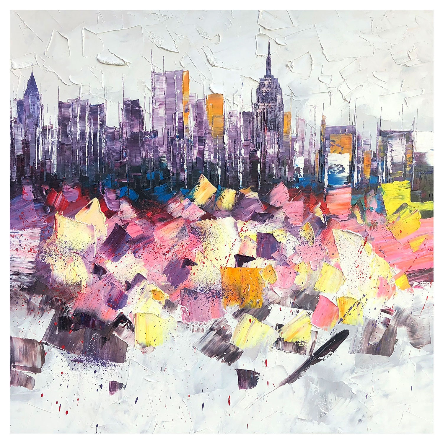 New York Modern art Abstract Cityscape acrylic paintings on Etsy