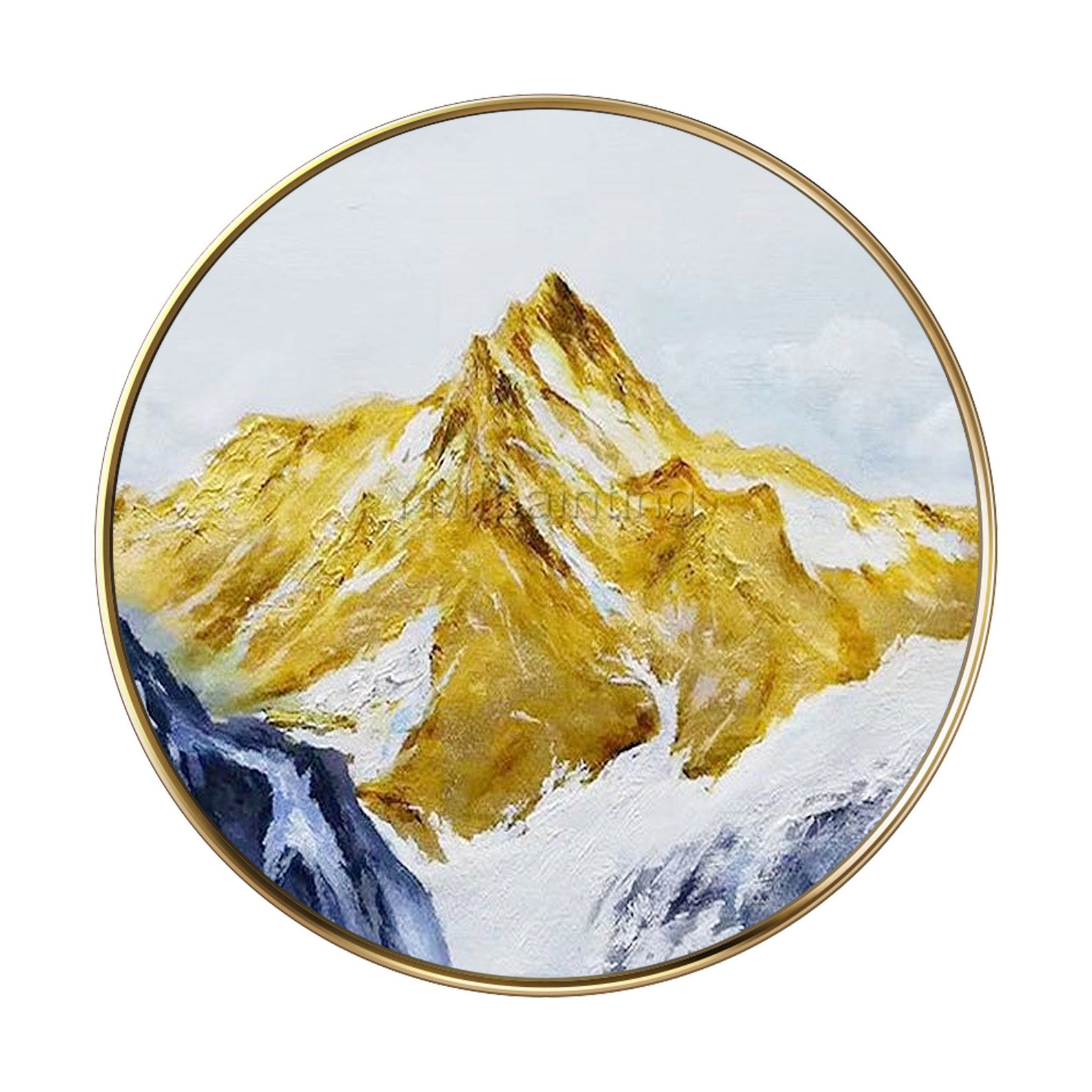 Gold Art Mountain Painting Abstract Paintings on Canvas Etsy