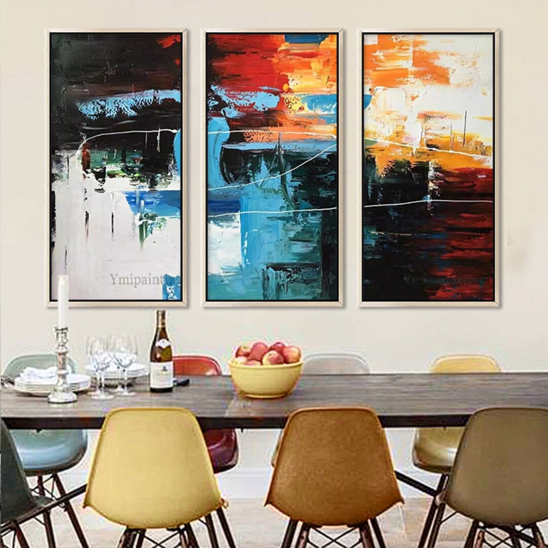 3 Pieces Wall Art Abstract Painting Acrylic Paintings on Canvas Extra ...