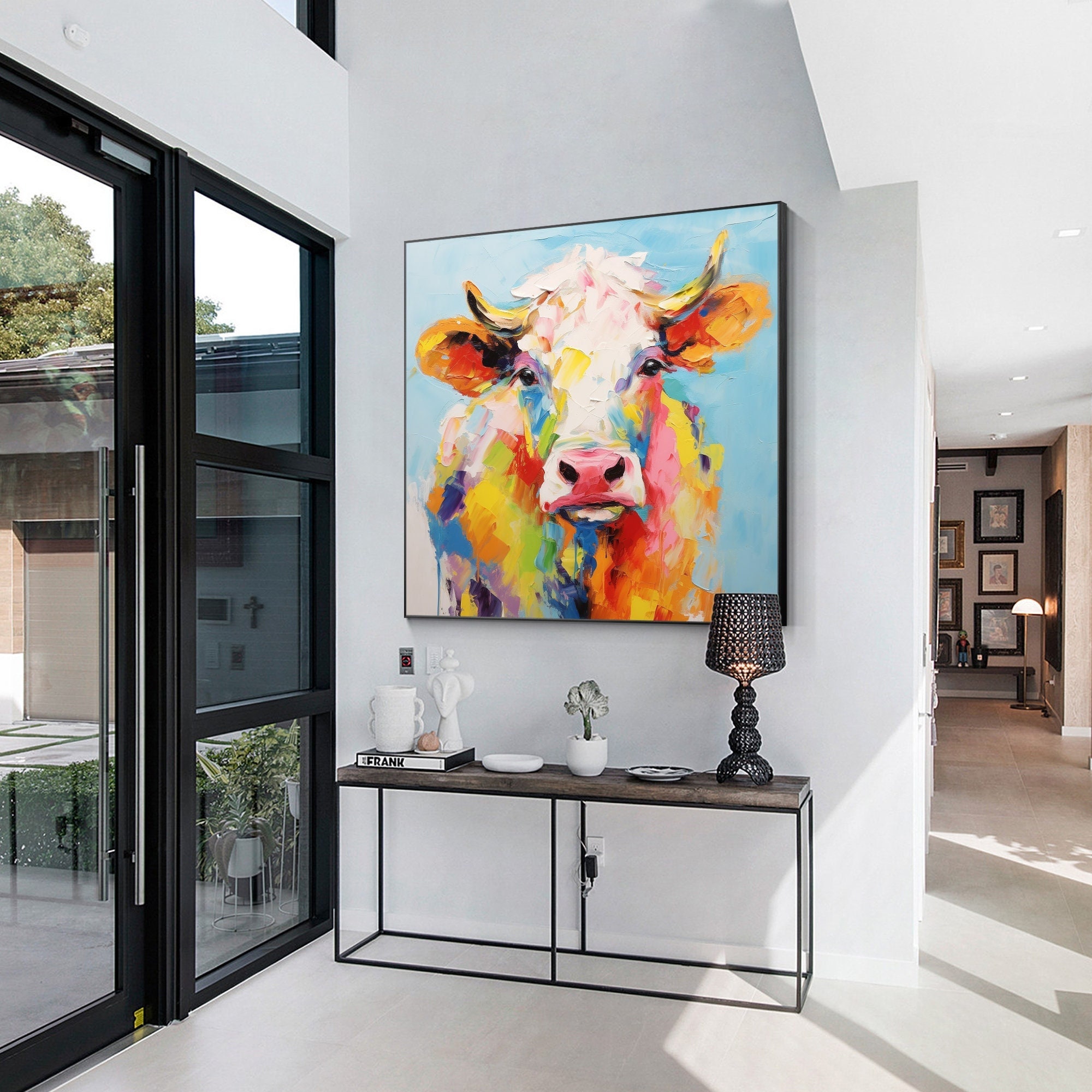 Colorful Cow Painting: Large Original Acrylic Canvas Art - Etsy