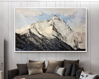 Snow mountain Oil Abstract paintings on canvas original extra large wall pictures palette knife heavy texture home decor cuadro abstracto