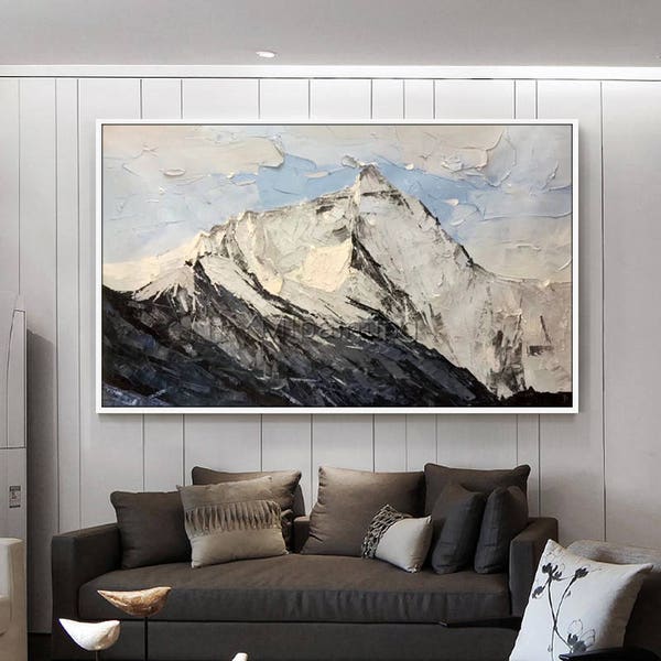 Snow mountain Oil Abstract paintings on canvas original extra large wall pictures palette knife heavy texture home decor cuadro abstracto