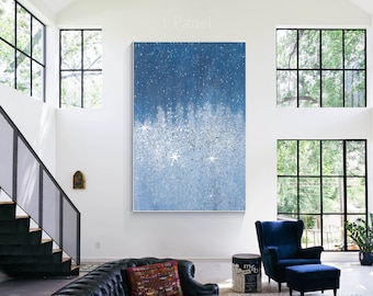Blue Glitter Crushed Glass Wall Art: Glam Silver Painting Set