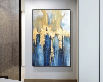 アクリル画 抽象 青と金 抽象画 青と金のアート - メルカリ