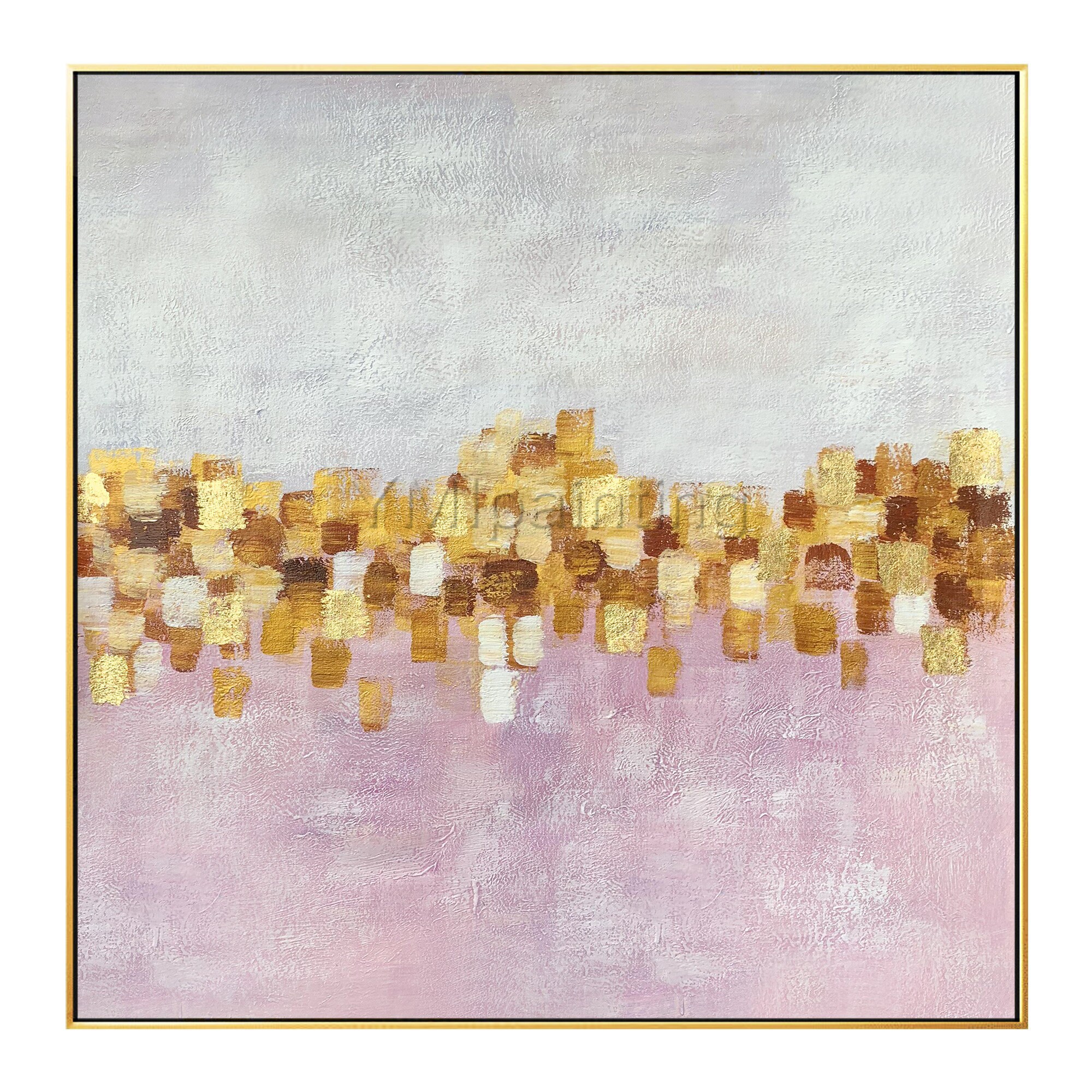Gold art pink painting abstract flowers framed wall art Etsy