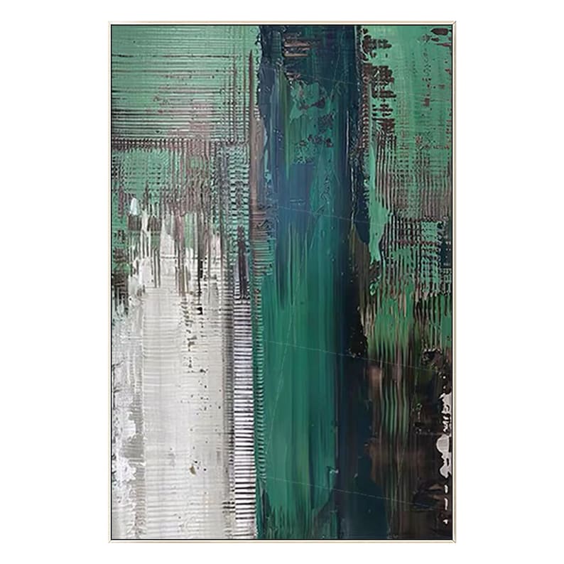 Emerald Green Painting on Canvas Original Framed Wall Art Etsy