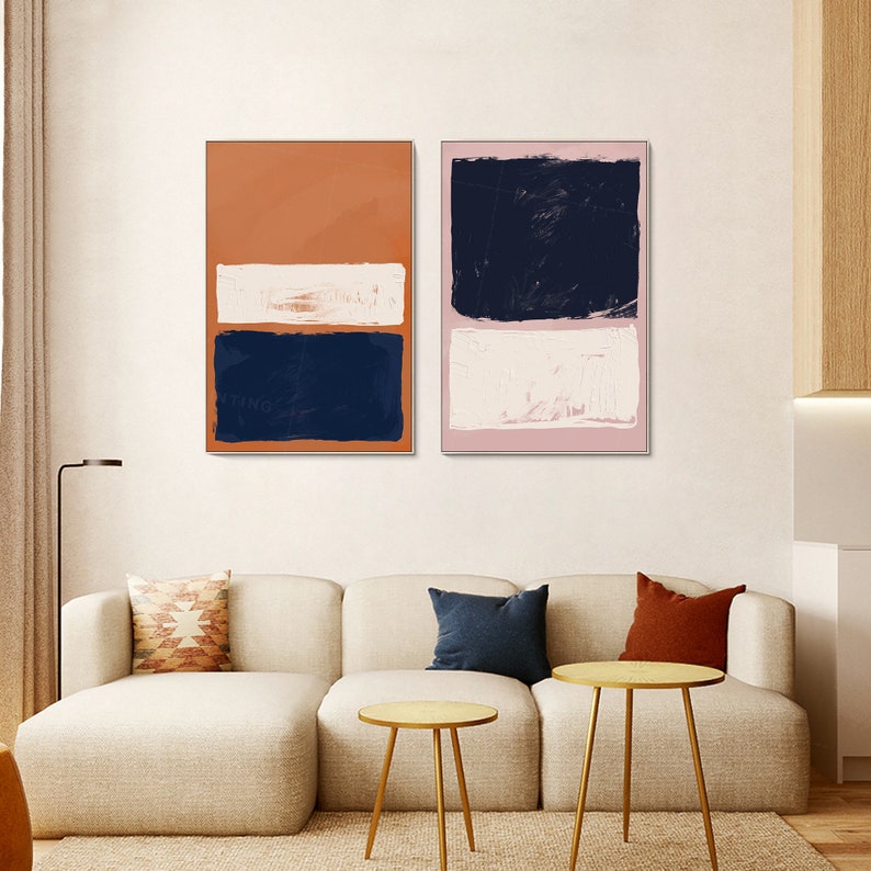 Set of 2 Wall Art Navy Blue 2 Piece Wall Art Painting Wall Etsy