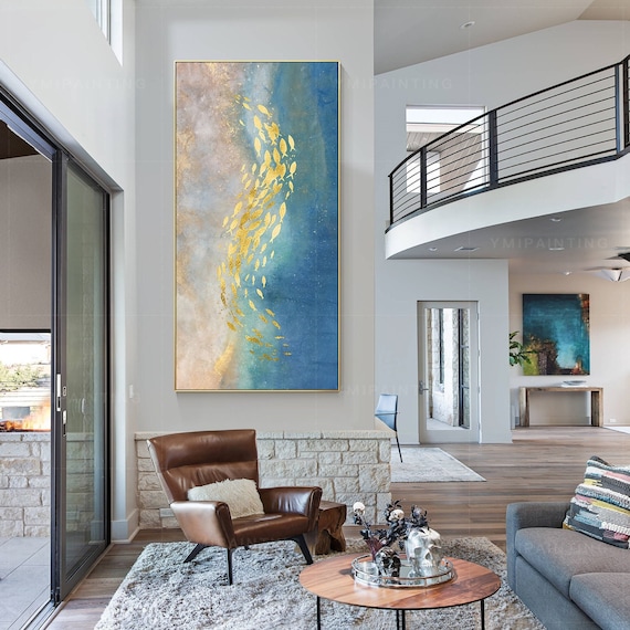 鯉の絵、魚の絵、金魚アート、オリジナル抽象アート、海洋アート