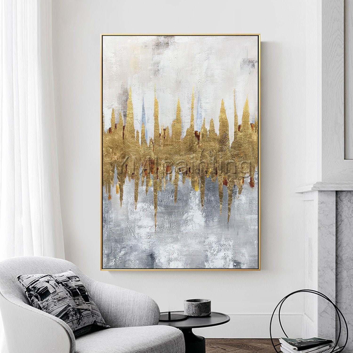 Gold Leaf Abstract Painting 60x60 inches