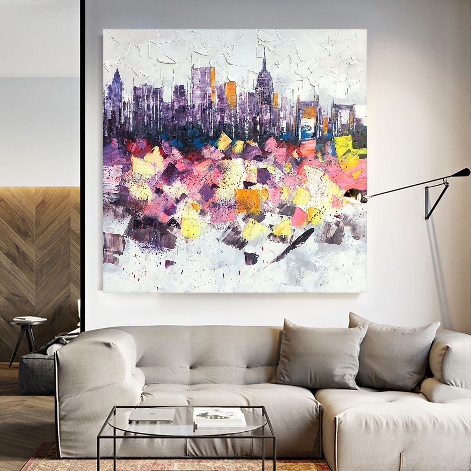 New York Modern Art Abstract Cityscape Acrylic Paintings on | Etsy