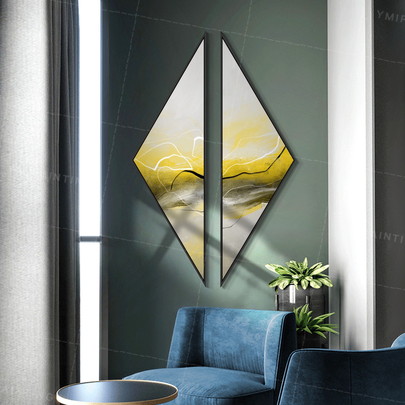 Framed Wall Art Set of 2 Wall Art Abstract Paintings on Canvas Etsy