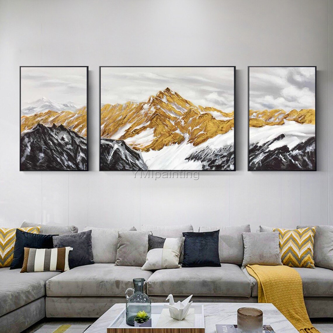 Set of 2 Wall Art Mountain Peaks Modern Abstract Landscape - Etsy