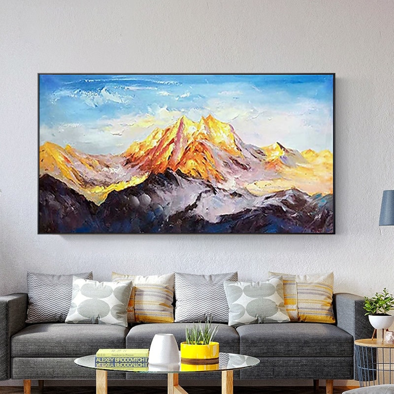 Snow mountains Peaks Abstract painting on canvas art Palette Knife original art blue painting Wall Pictures cuadros abstractos hand painted
