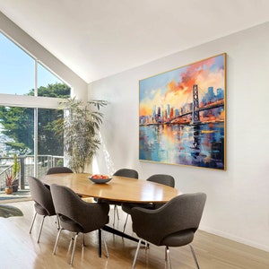 Large san francisco painting original,Golden Gate Bridge,san francisco canvas,California Hand Bridge Painting,Ymipaint,office decor