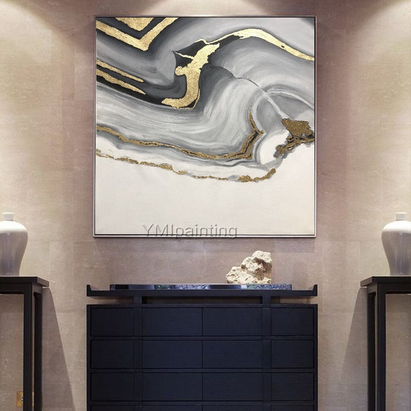 Modern Abstract Framed Wall Art Acrylic Painting on Canvas | Etsy