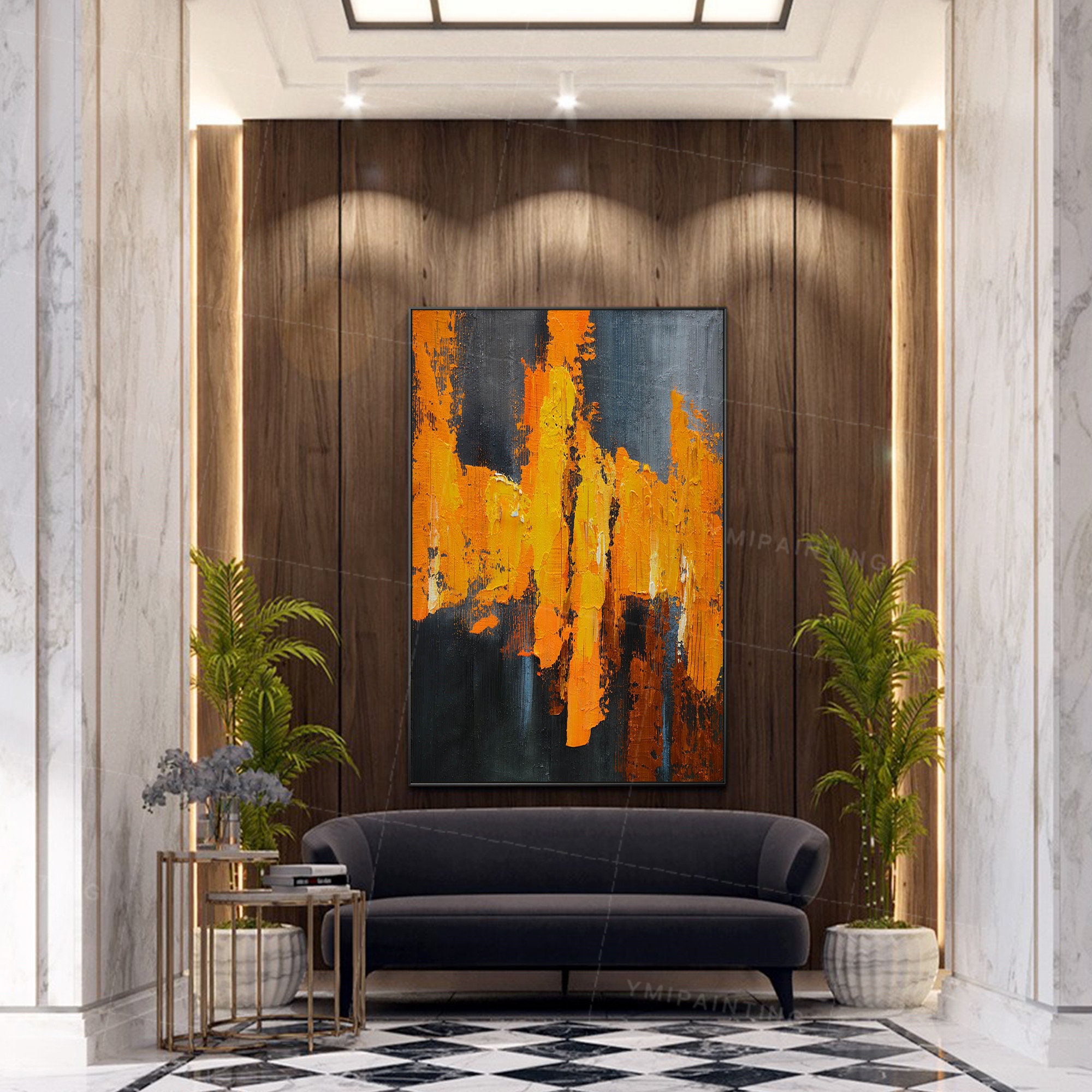 Abstract Painting Orange Yellow Painting Acrylic Paintings on Etsy