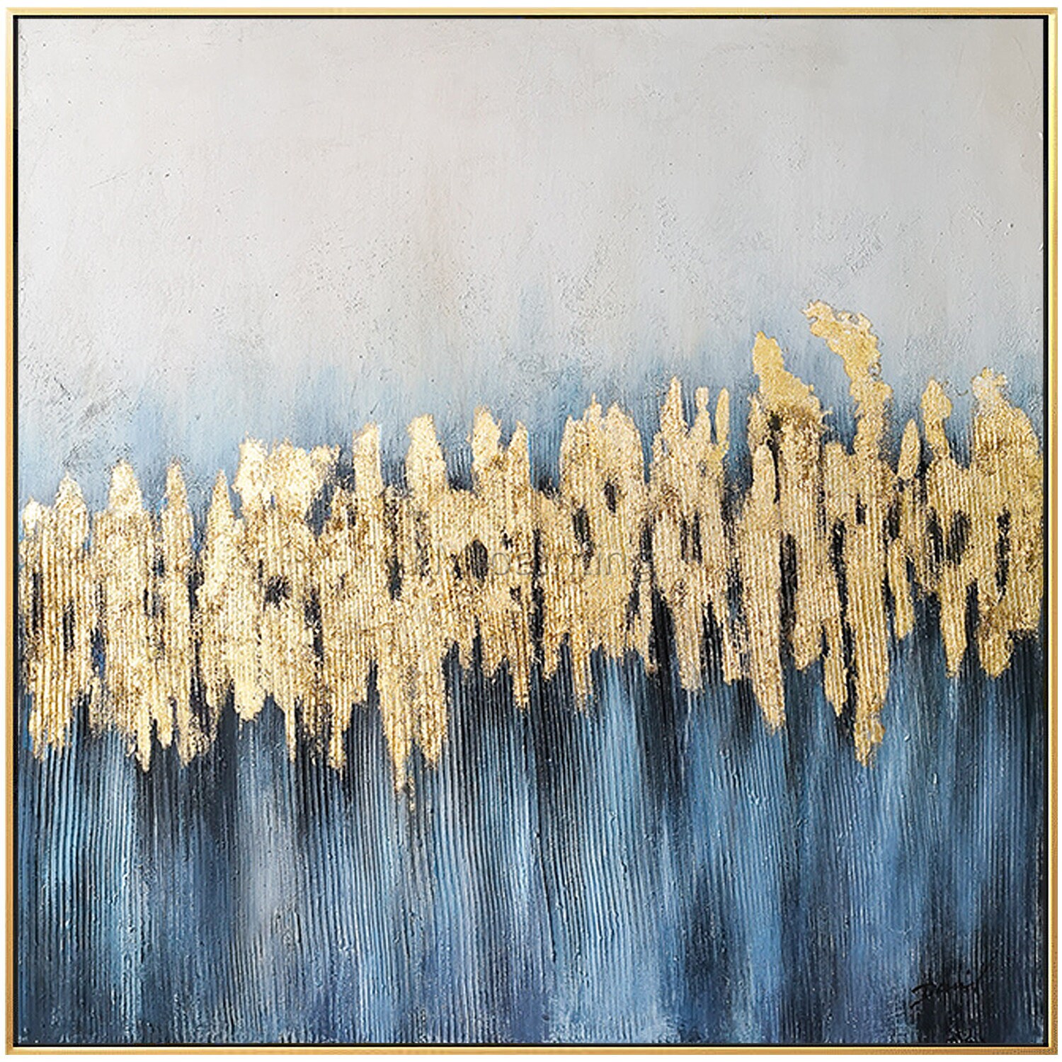 日本画メイキング】落下/抽象画/日本画/水干絵具/金箔/art