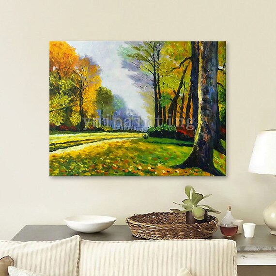 Monet Canvas Oil painting autumn forest Wall Pictures for | Etsy