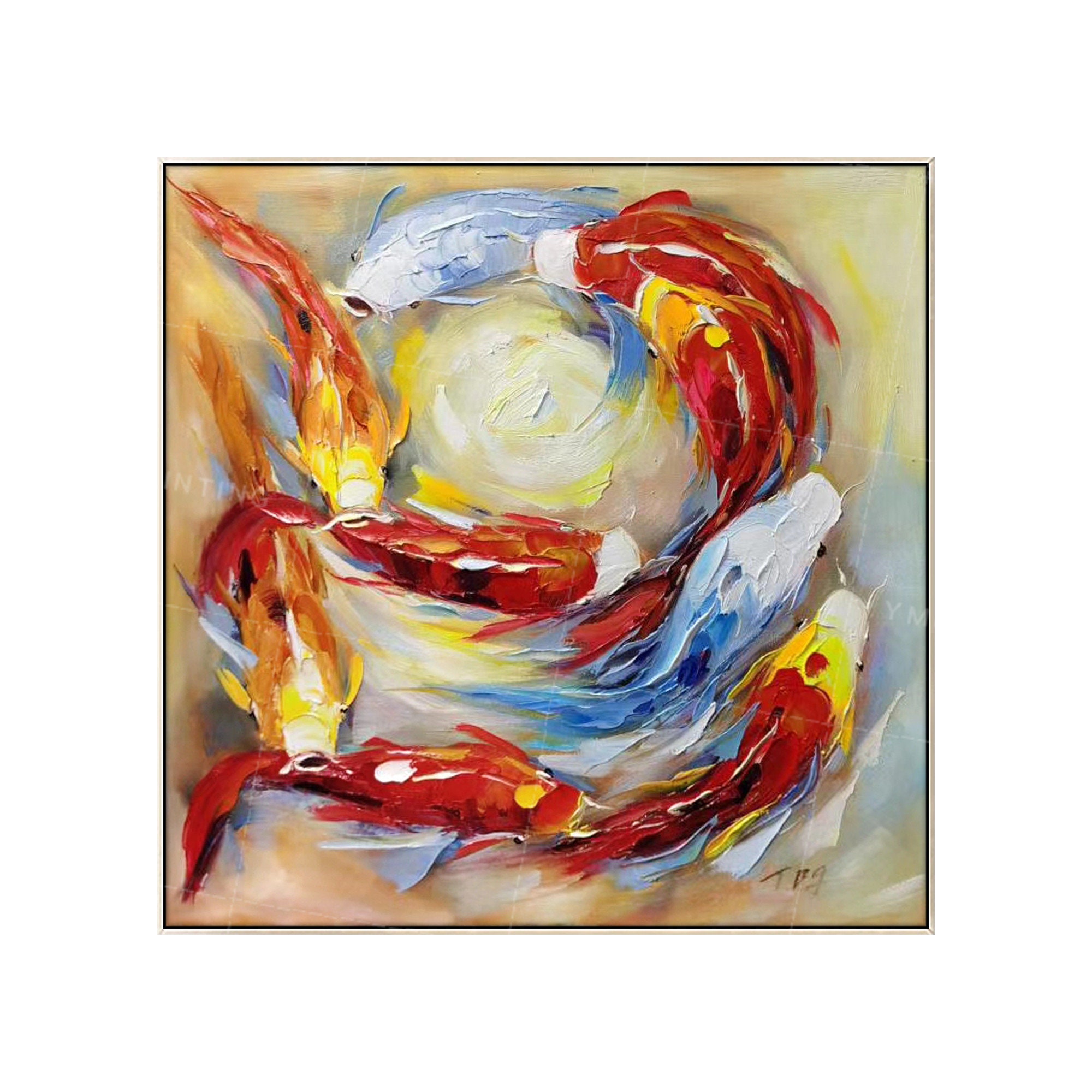 Framed paintings on Canvas Koi fish Original art animal Etsy