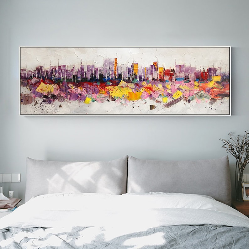 Original New York Skyline oil painting On Canvas modern impasto texture cityscape Large painting wall pictures home decor cuadros abstractos