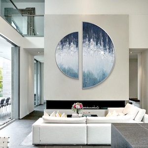 Semicircle Glitter Art Set: Blue & Silver Glam Wall Decor