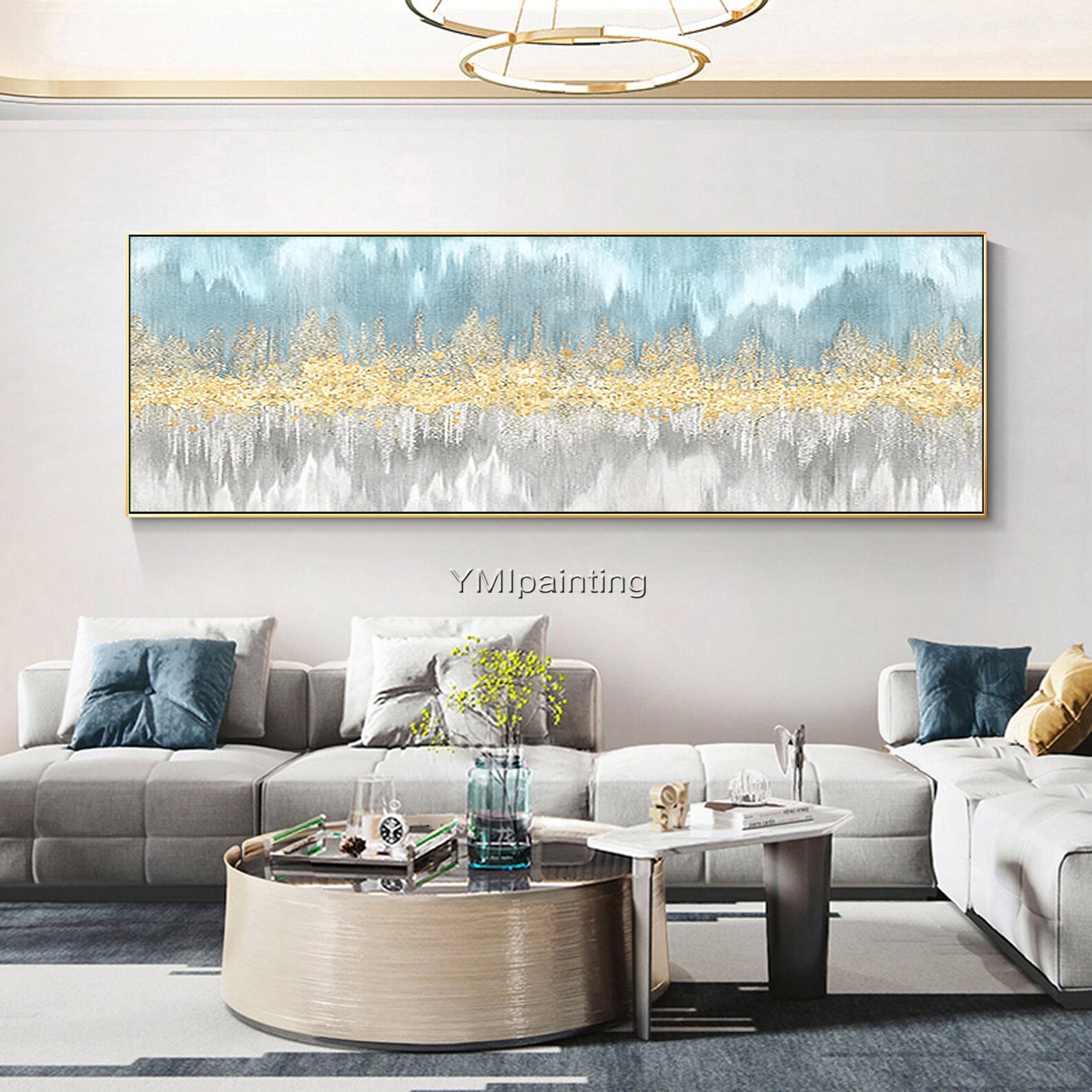 Framed Wall Art Acrylic Abstract River and Mountain Gold Art | Etsy