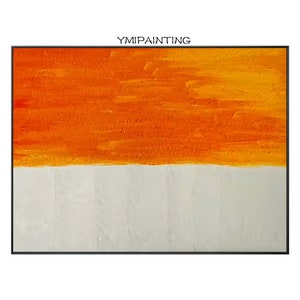 Puede incluir: Pintura abstracta con una divisi&oacute;n horizontal de naranja y blanco. La mitad superior es de un naranja brillante con pinceladas visibles. La mitad inferior es de un blanco s&oacute;lido con una textura sutil.