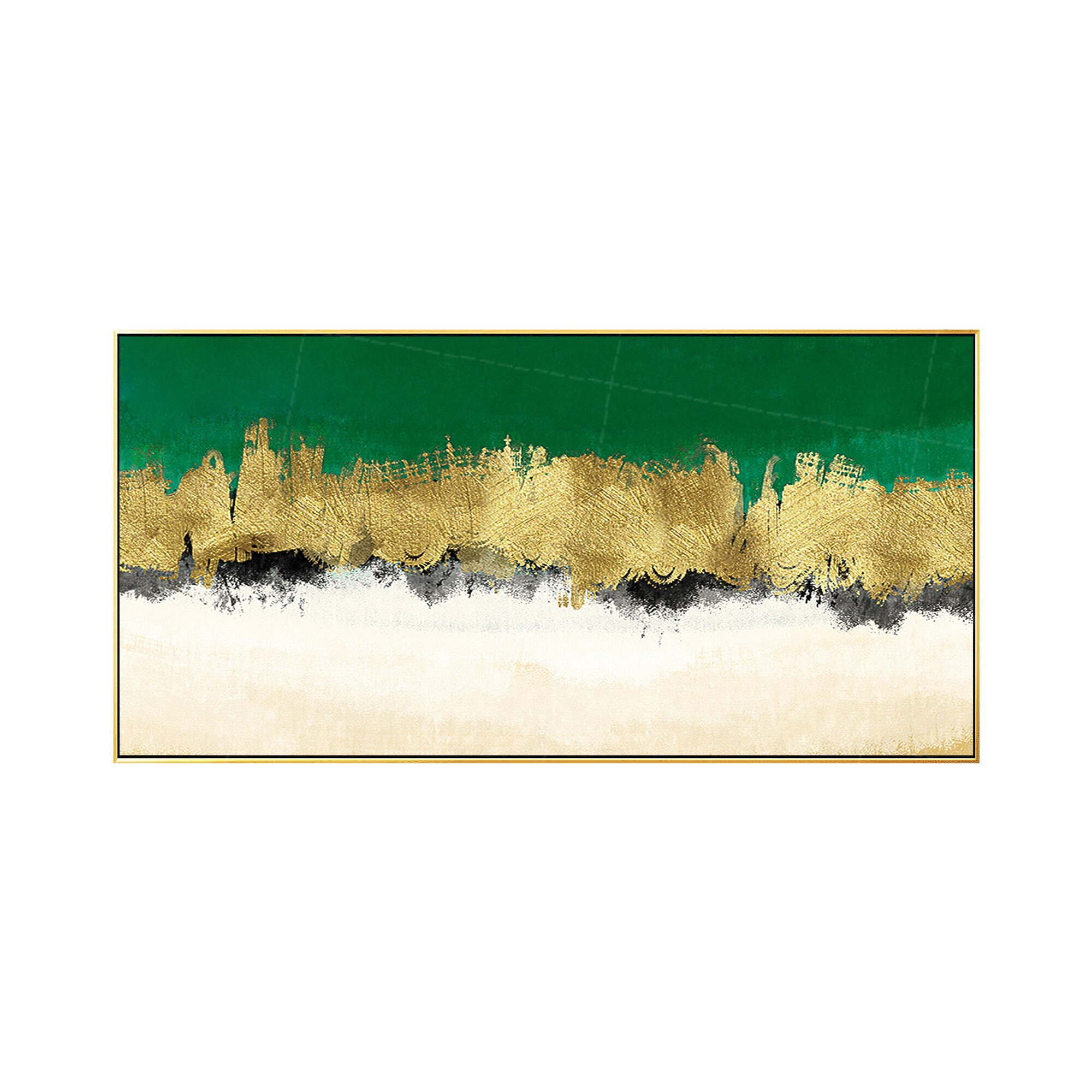Emerald green Framed wall art Gold art acrylic abstract Etsy