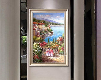 Original Oil Painting Mediterranean landscape painting Venice Painting Venice italy art Canvas Painting Wall art pictures for home caudros